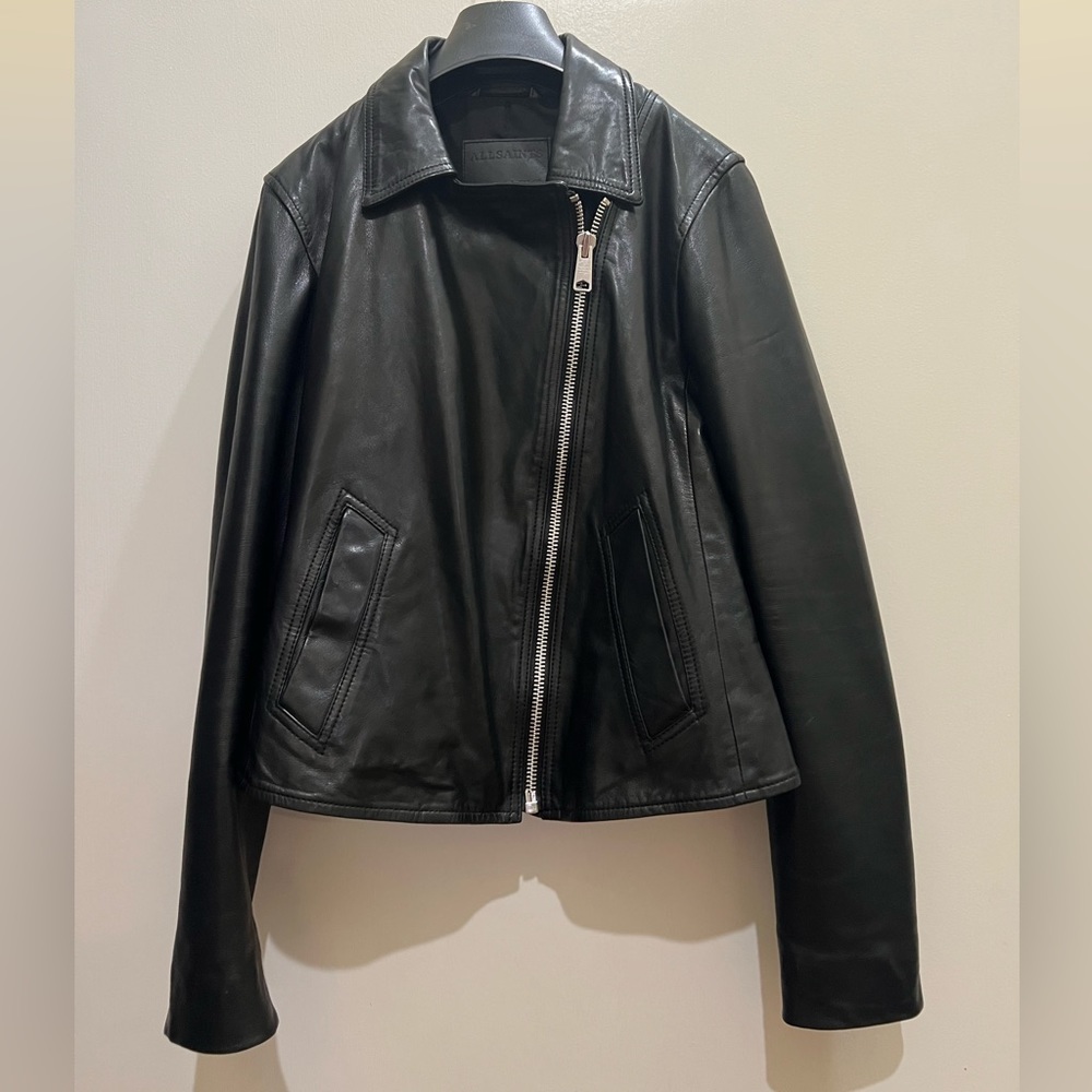 AllSaints Black Vela Leather Jacket (size 6)